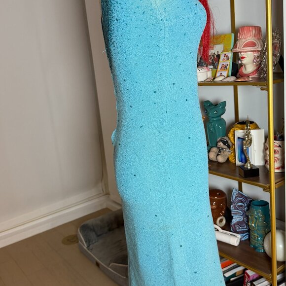 1960s GENE SHELLY beaded knit dress Size M - Picture 3 of 10